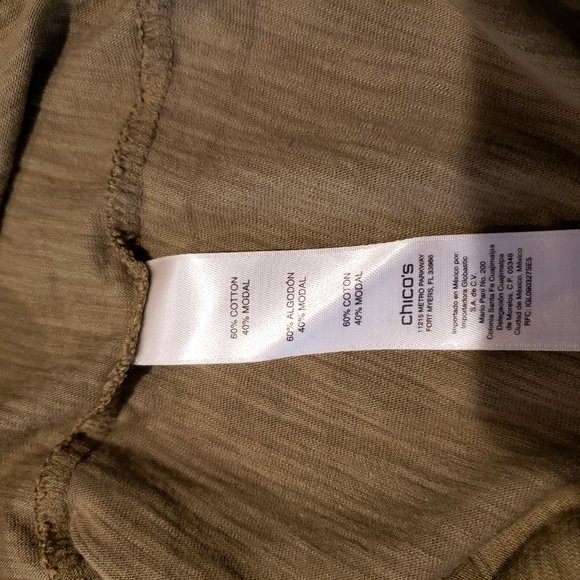 Chico's olive-green tee with gold palm trees - Picture 3 of 6